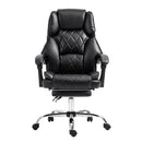 Artiss Executive Office Chair Leather Footrest Black-3