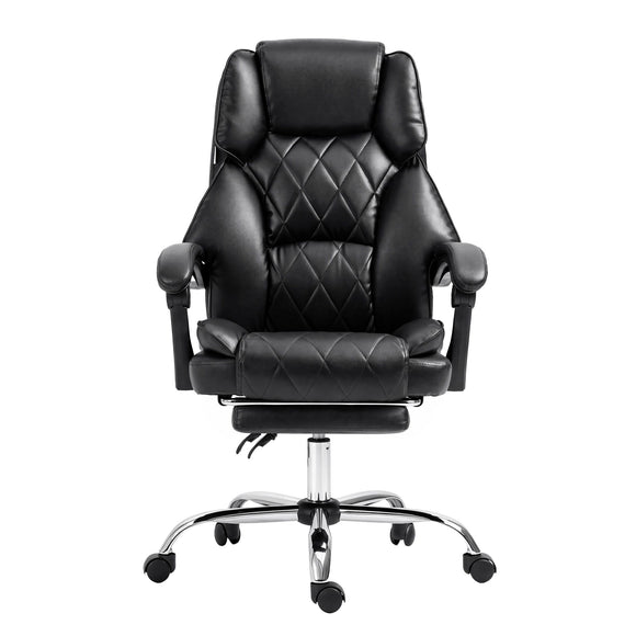 Artiss Executive Office Chair Leather Footrest Black