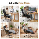 Artiss Executive Office Chair Leather Footrest Black-5