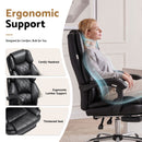 Artiss Executive Office Chair Leather Footrest Black-6