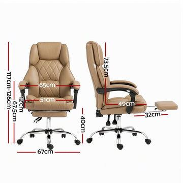 Artiss Executive Office Chair Leather Footrest Espresso - 0