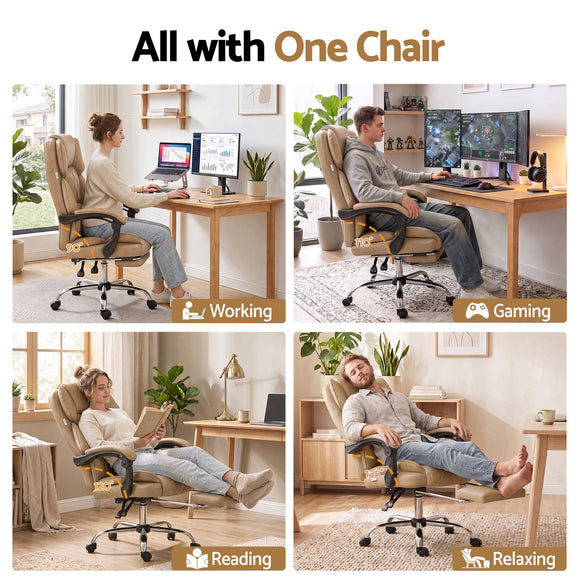 Artiss Executive Office Chair Leather Footrest Espresso
