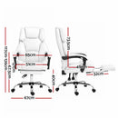 Artiss Executive Office Chair Leather Footrest White-2