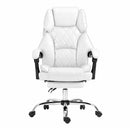 Artiss Executive Office Chair Leather Footrest White-3