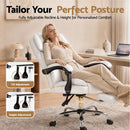 Artiss Executive Office Chair Leather Footrest White-4