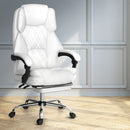 Artiss Executive Office Chair Leather Footrest White-1