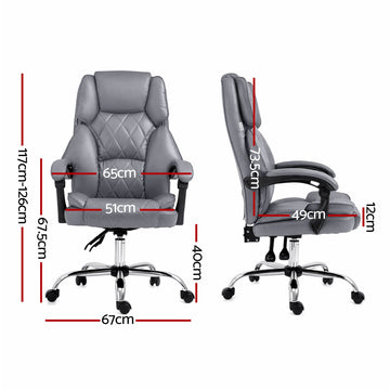 Artiss Executive Office Chair Recliner Grey - 0
