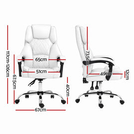 Artiss Executive Office Chair Leather Recliner White - 0
