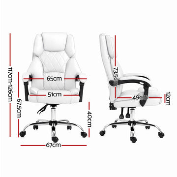 Artiss Executive Office Chair Leather Recliner White - 0