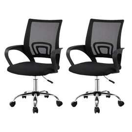 Artiss 2x Mesh Office Chair Mid Back Black