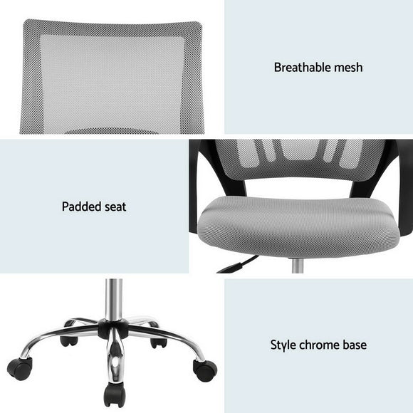 Artiss Mesh Office Chair Mid Back Grey