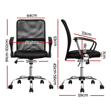 Artiss Mesh Office Chair Mid Back Black - 0