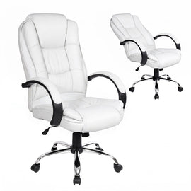 Artiss Executive Office Chair Leather Tilt White