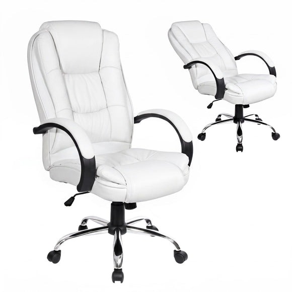 Artiss Executive Office Chair Leather Tilt White