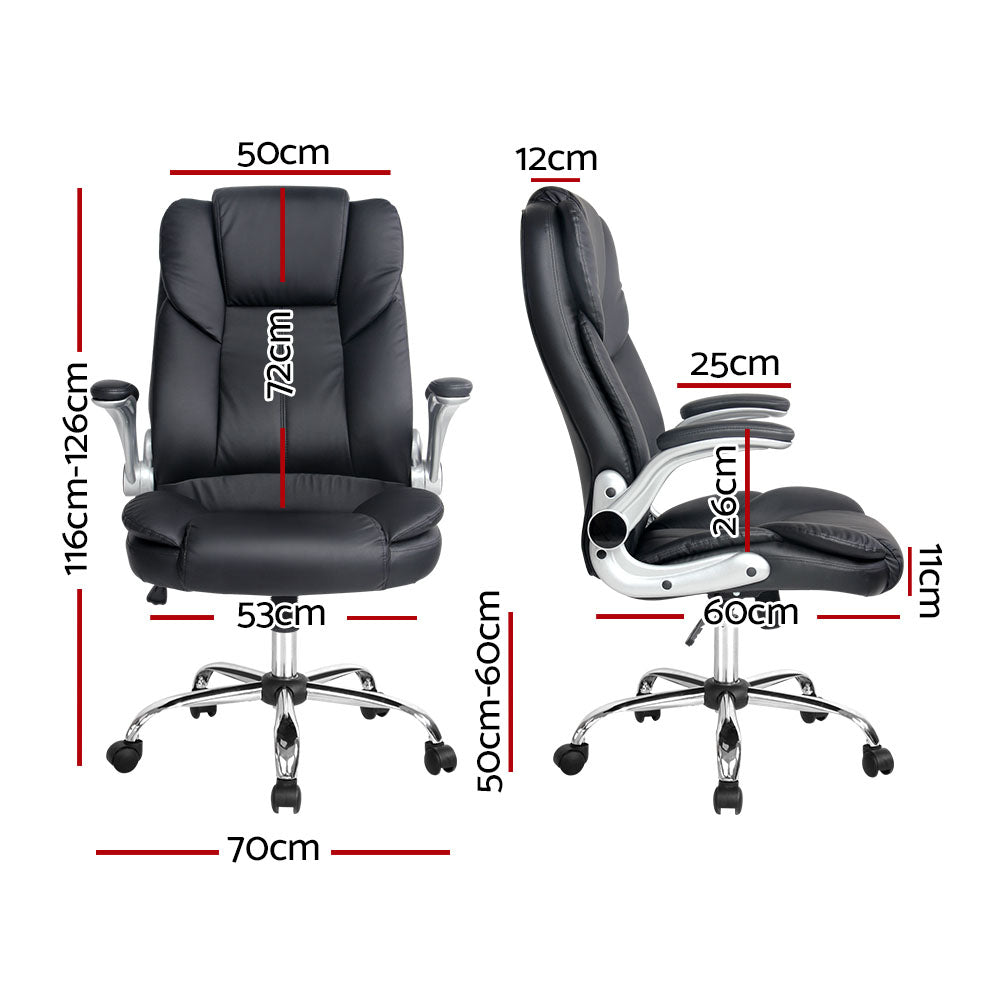 Artiss Executive Office Chair Leather Tilt Black - 0