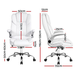 Artiss Executive Office Chair Leather Tilt White - 0