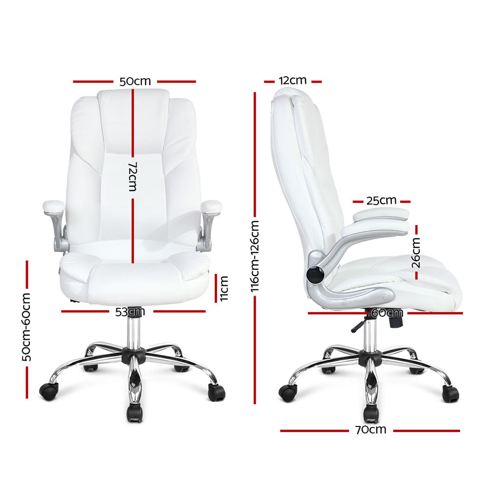 Artiss Executive Office Chair Leather Tilt White