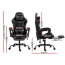 Artiss Gaming Office Chair Executive Computer Leather Chairs Footrest Grey-2