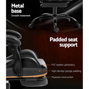 Artiss Gaming Office Chair Executive Computer Leather Chairs Footrest Grey-6