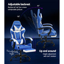 Artiss Gaming Office Chair Executive Computer Leather Chairs Footrest Blue White-5