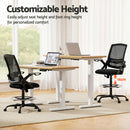 Artiss Office Chair Drafting Stool Mesh Chairs Black-4