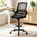 Artiss Office Chair Drafting Stool Mesh Chairs Black-10