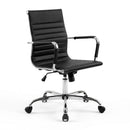 Artiss Office Chair Conference Chairs PU Leather Mid Back Black-1