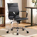 Artiss Office Chair Conference Chairs PU Leather Mid Back Black-10