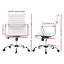 Artiss Office Chair Conference Chairs PU Leather Mid Back White-2