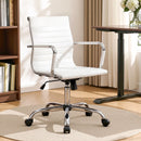 Artiss Office Chair Conference Chairs PU Leather Mid Back White-10