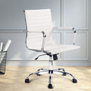 Artiss Office Chair Conference Chairs PU Leather Mid Back White-7