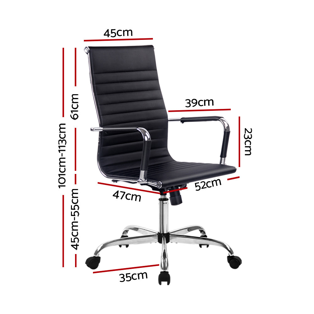 Artiss Office Chair Conference Chairs PU Leather High Back Black - 0