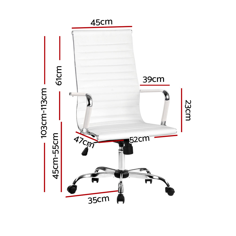 Artiss Office Chair Conference Chairs PU Leather High Back White - 0