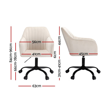 Artiss Office Chair Velvet Seat Cream - 0