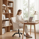 Artiss Office Chair Velvet Seat Cream-8