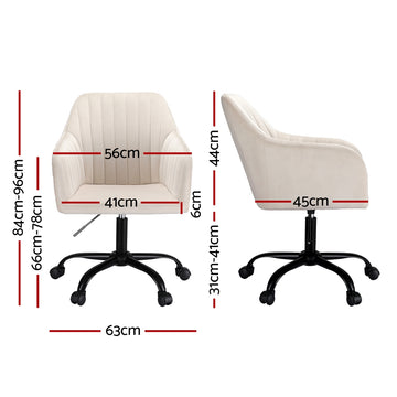 Artiss Office Chair Velvet Seat Cream - 0