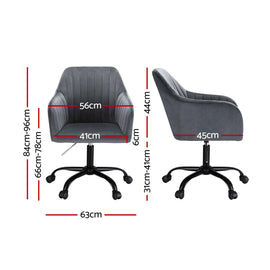 Artiss Office Chair Velvet Seat Dark Grey - 0