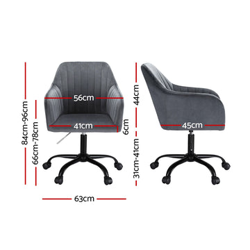 Artiss Office Chair Velvet Seat Dark Grey - 0