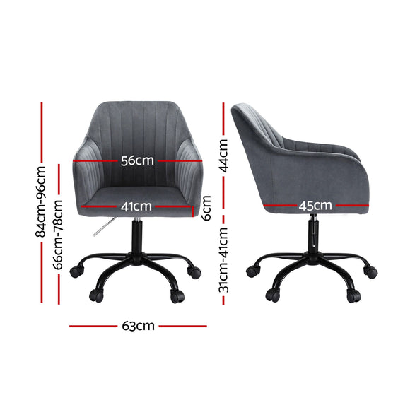 Artiss Office Chair Velvet Seat Dark Grey