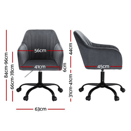 Artiss Office Chair Velvet Seat Dark Grey - 0