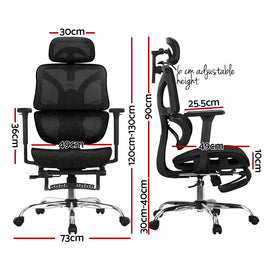 Artiss Ergonomic Office Chair Footrest Black - 0