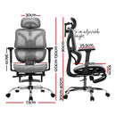 Artiss Ergonomic Office Chair Footrest Grey-2