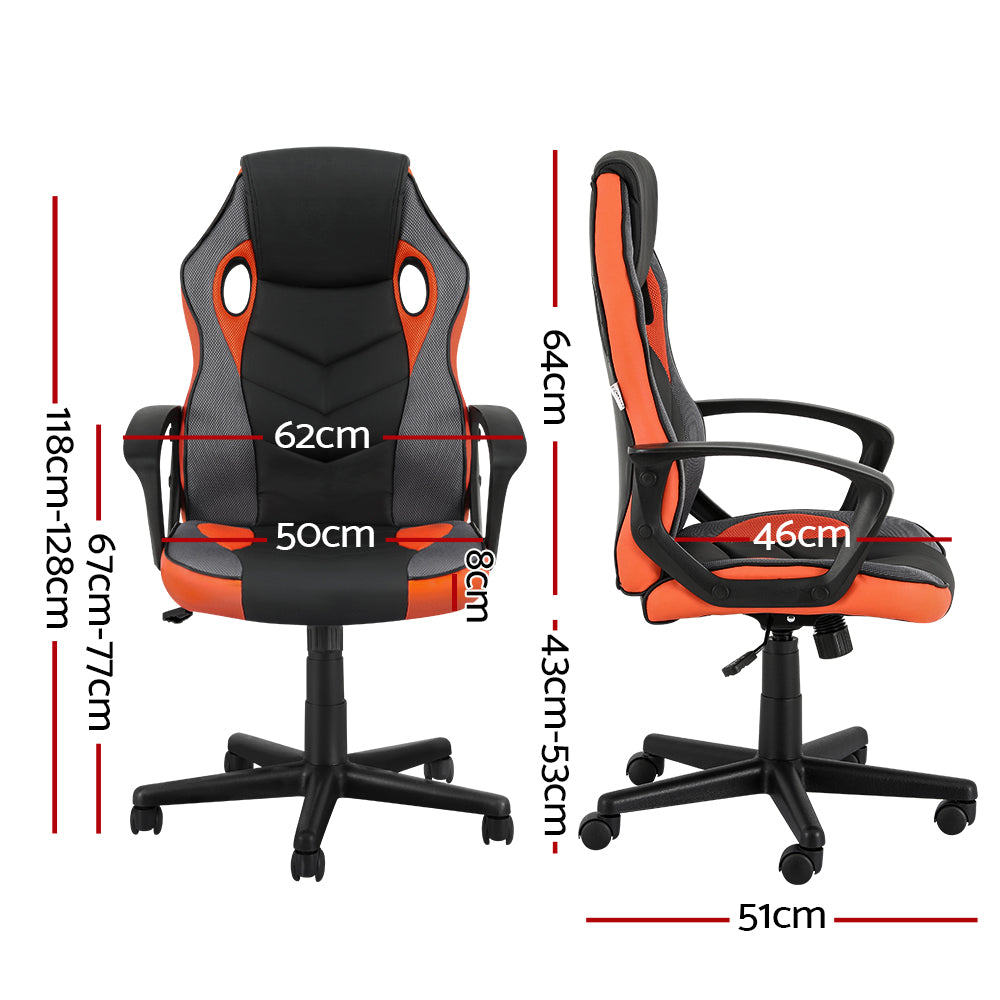 Artiss Gaming Office Chair Computer Executive Racing Chairs High Back Orange - 0