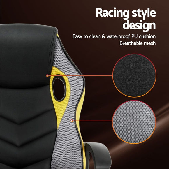 Artiss Gaming Office Chair Computer Executive Racing Chairs High Back Yellow