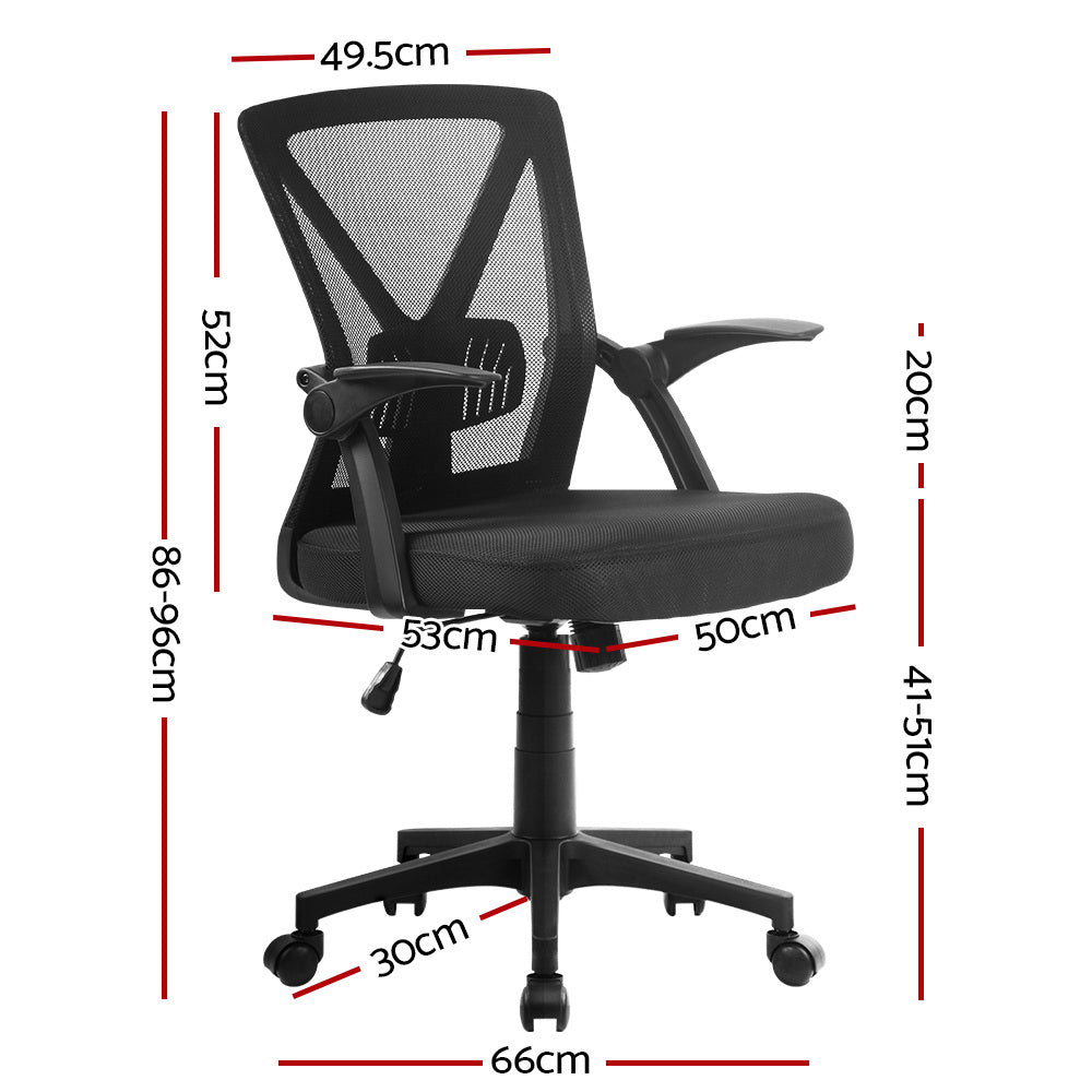 Artiss Mesh Office Chair Mid Back Black - 0