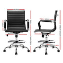 Artiss Office Chair Drafting Stool Leather Chairs Black-2