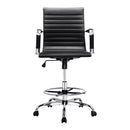 Artiss Office Chair Drafting Stool Leather Chairs Black-3
