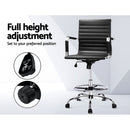 Artiss Office Chair Drafting Stool Leather Chairs Black-4