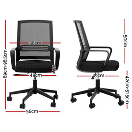 Artiss Mesh Office Chair Mid Back Black - 0