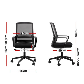 Artiss Mesh Office Chair Computer Gaming Desk Chairs Work Study Mid Back Black - 0